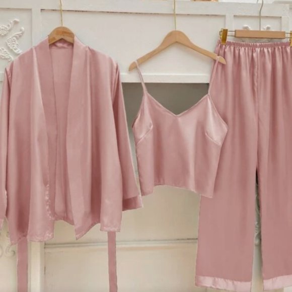 (L) Satin House Coord Set Lounge Wear Set Pajama Set - Picture 1 of 1